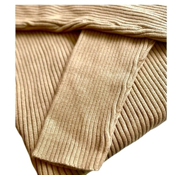 Claiborne | Merino Tan Ribbed Sweater | Mock Neck | Men’s Size Large | NWOT - Picture 4 of 7